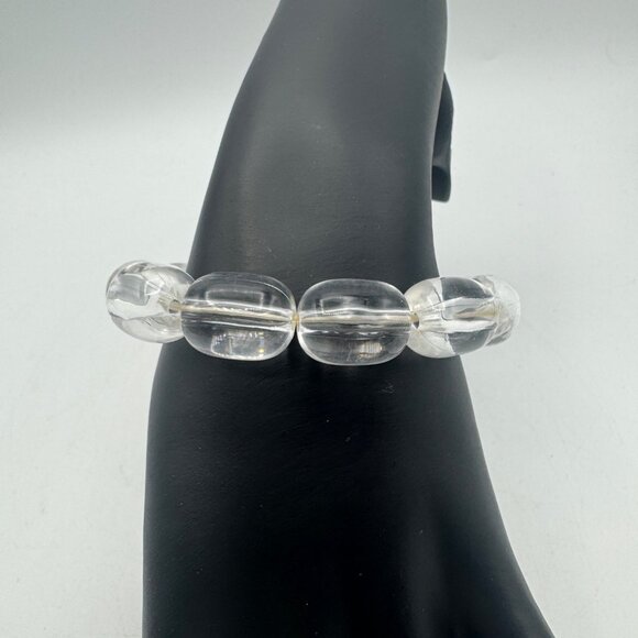 Clear Crystal Stretch Bracelet With Oval Beads - Picture 2 of 4